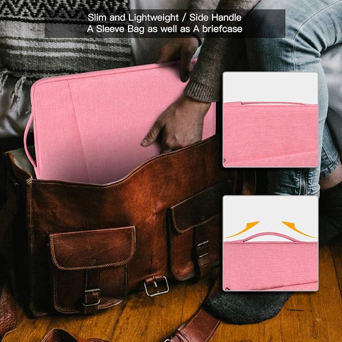 14 Inch Laptop Sleeve Case Bag for Asus Chromebook Vivobook14, Samsung Galaxy Chromebook Go, Lenovo ThinkPad 14/ Flex/Yoga, Dell Latitude, Acer HP Chromebook(Pink)
