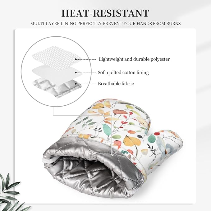 Sprint Floral Butterfly Oven Mitts Pot Holders Set Silicone Rustic Colorful Wild Flowers Kitchen Oven Mitts Heat Resistant Potholders Non-Slip 4pcs Hot Pads and Oven Gloves Sets for Cooking