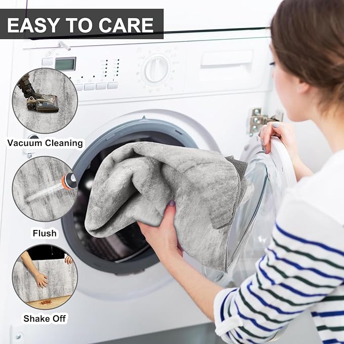 COMSLE Door Mat, Front Door Mat Indoor for Entrance Faux Wool Absorbent Non Slip Modern Throw Rug for Entryway Hallway Muddy Paws - Pet Friendly, 32x48 Inches,Linear Gray Machine Washable