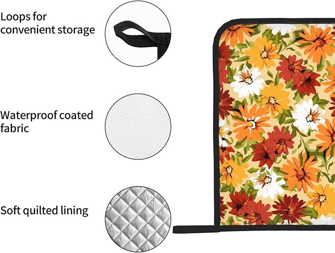 2 Pieces Floral Daisy House Pot Holders for Kitchen Heat Resistant, 2pc Decorative Flower Pot Holder Set, Fashionable Pot Holders for Kitchen and Baking (Orange)