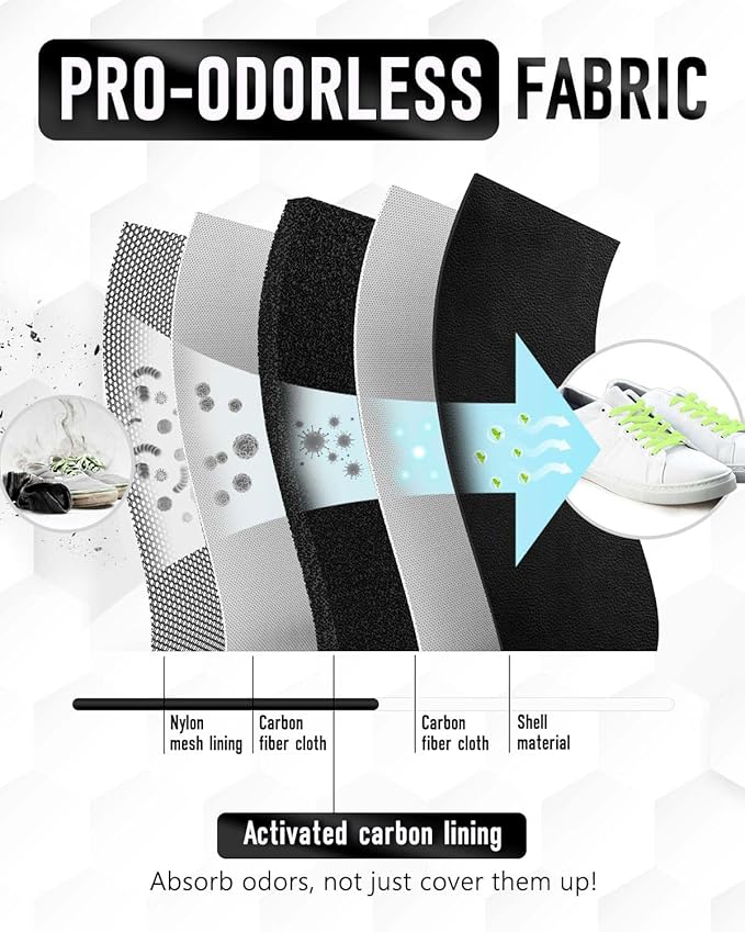 GLORIEROO Smell Proof Shoe Bags for Travel-Soccer Cleat Bag Smell Proof with Active Carbon Fabric | Odor-Absorbing Water-Resistant Track Shoe bags for Sports (Black with Green, UP TO US11)