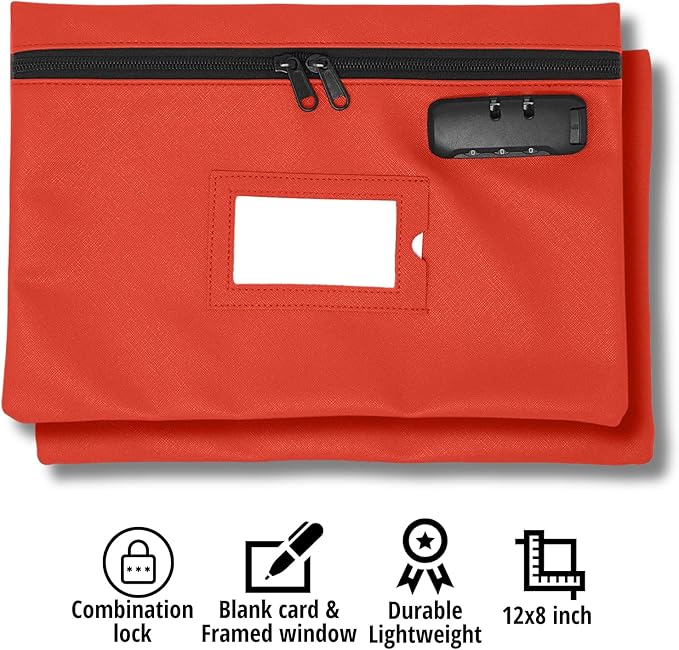 GIDABRAND Medicine Bag with Lock | 12x8 Inch Med Bag | Medication Bag for Traveling | Small Medication Travel Bag | Kids Medicine Bag | Pills Locking Zipper Pouch Storage Case Organizer (Red)