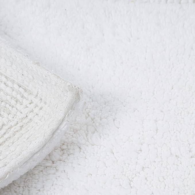 C23 Luxury 2200 GSM Heavyweight Bath Mat (Pack of 2) | 100% Tufted Cotton 20"x32" & 16"x24" White Thick & Plush Bathroom Rugs Ultra-Absorbent, Quick Dry, Anti-Slip Natural Latex Back, Machine Washable