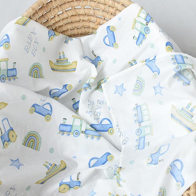 OWLOWLA Muslin Swaddle Blankets for Baby Boys Girls,2 Pack Baby Swaddle Blanket 45x45 Inches,Muslin Cotton Receiving Blanket Wrap for Unisex Newborn(Baby Boy&Dino)