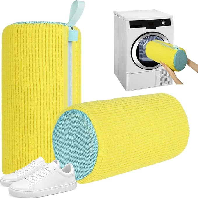 Debbu Shoe Washing Machine Bag, Laundry Shoe Bag for Washer and Dryer - Reusable Thick Non Fading Shoe Cleaning Bag for Sneaker Gym Tennis Shoes Unstain Cleaner Kit (2pc-yellow)