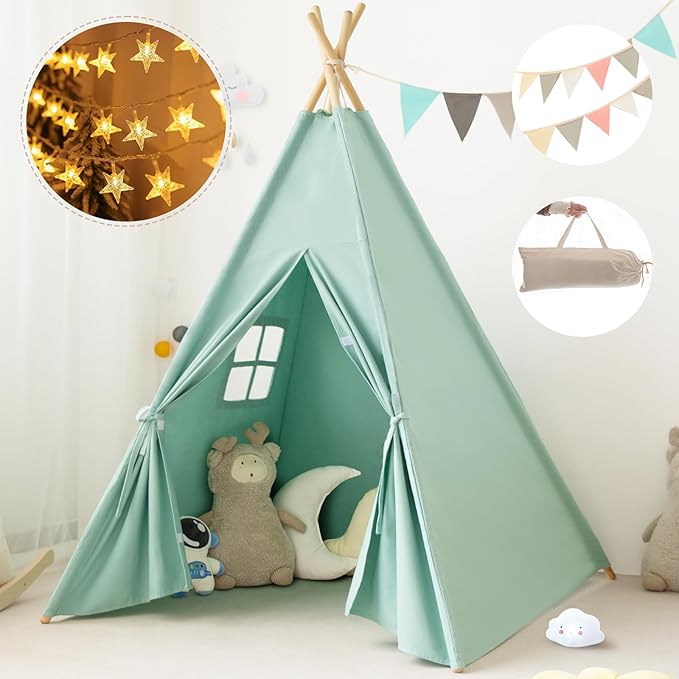 RongFa Teepee Tent for Kids-Portable Children Play Tent Indoor Outdoor (Green)