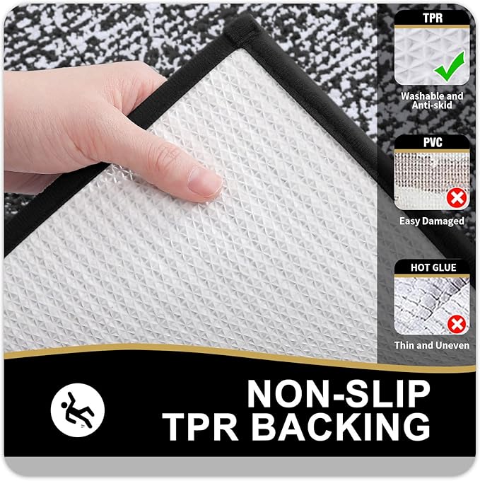 OLANLY Bathroom Rugs 47x20, Extra Soft and Absorbent Microfiber Bath Mat, Non-Slip, Machine Washable, Quick Dry Shaggy Bath Carpet, Suitable for Bathroom Floor, Tub, Shower (Runner, Black)
