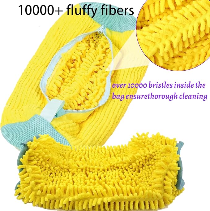 Hynhsun Shoe Washing Machine Bag,Shoe Laundry Bags for Sneakers, Reusable Shoe Cleaning Bag for All Shoe Sizes,Adjustable laundry bag for washing machine for 360°,2Pcs, Yellow