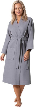Turkish Linen Waffle Knit Lightweight Kimono Spa & Bath Robes for Women - Quick Dry - Soft