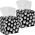 2 Pack Chalk Dog paw Print Tissue Box Holder on Table and Barth Room