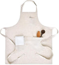 Solino Home Linen Bib Apron for Men & Women - 33 x 30 Inch Kitchen Apron with Front Pockets - Handcrafted from European Flax