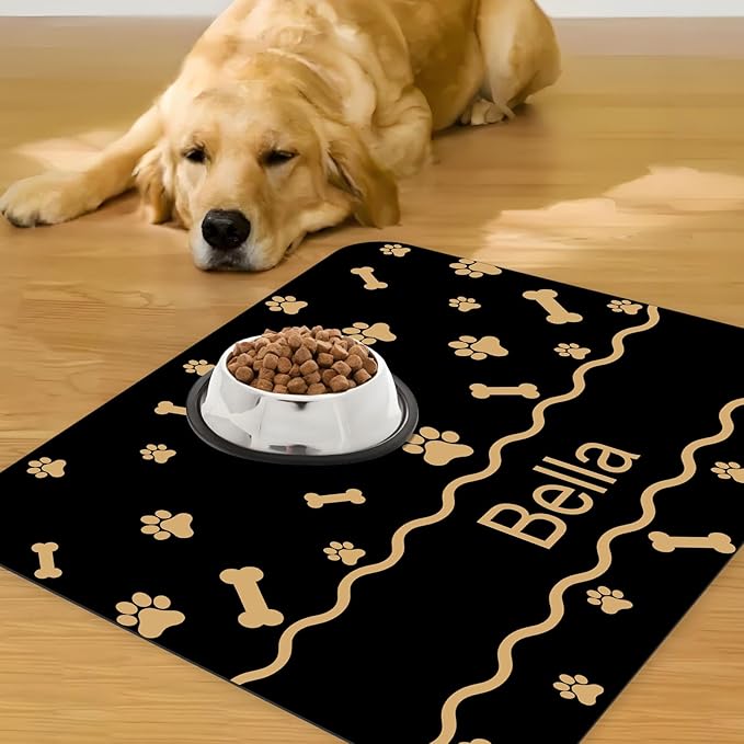 Personalized Dog Cat Food Mat Non-Slip Custom Dog Feed Placemat Water Absorbent Customized PU Mats for Pet Food and Water-Style5