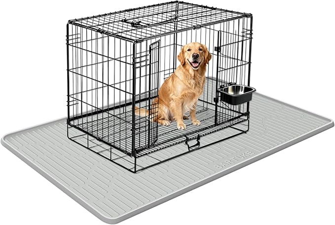 Bartuke Silicone Dog Crate Mat, 40" x 22" Crate Liner for Dog Cages, Kennel Mat with Raised Edge, Washable, Waterproof, Leakproof, Protect Floors