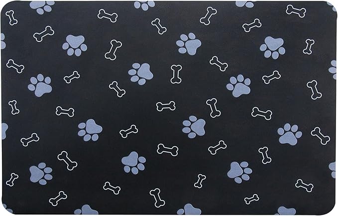EP Jeans Pet Cat Dog Food Mat Non Slip Mat for Dog Water Bowl Mat Quick Dry Absorbent Cat Feeding Mat, 32 * 17 in, Black