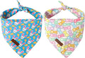 Unique Style Paws Dog Easter Bandanas 2Pcs Washable Cotton Triangle Colorful Rabbit Carrot Dog Scarfs for Small Medium Large Dogs and Cats