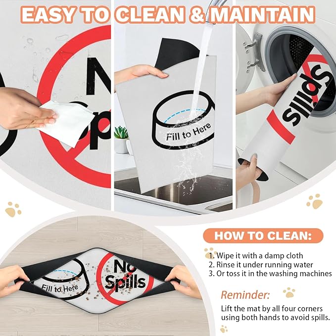 No Spills Dog Food Mat, 16x24 Inch Waterproof & Easy Clean Pet Feeding Mat for Floor Protection, Non-Slip Bowl Placemat for Messy Dogs