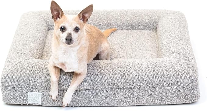Bluewater Dog Luxury Boucle Orthopedic Memory Foam Dog Bed with Waterproof Liner and Machine Washable Cover with YKK Zippers (Small, 29" L x 23" W x 6" Th, Sand)