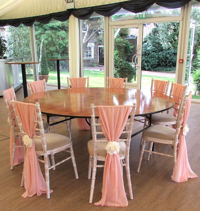 Barcelonetta | Chiffon Fabric | Decoration, Drapery Fabric | Wedding, Gender Reveal, Baby Shower, Birthday | for Arbor, Arch, Canopy, Table and Chair Decoration (Blush, 5 Yards)
