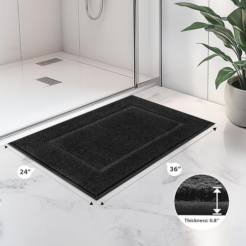 anllugs Bathroom Rugs 24" x 36", Non-Slip Extra Soft Absorbent Bath Rugs, Machine Washable Quick Dry Bath Mats for Bathroom Floor, Shower, Bathtub and Sink, Black