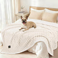 Luciphia Waterproof Dog Blanket for Large Dogs Ultra-Soft Calming Cut Pile Flannel Throw Durable & Warm Furniture Protection for Couch Bed Pet Blanket Machine Washable Soft White,L(65''x57'')