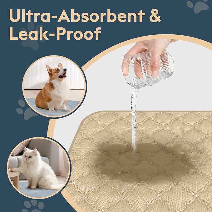 FunFurry Washable Pee Pads for Dogs - 2 Pack Reusable Pee Pads，Waterproof Puppy Pads，Pet Training Pads，Super Absorbent with Dog Paw Shape Non-Slip Backing (Cream, 18" X 24" - 2 Pack)