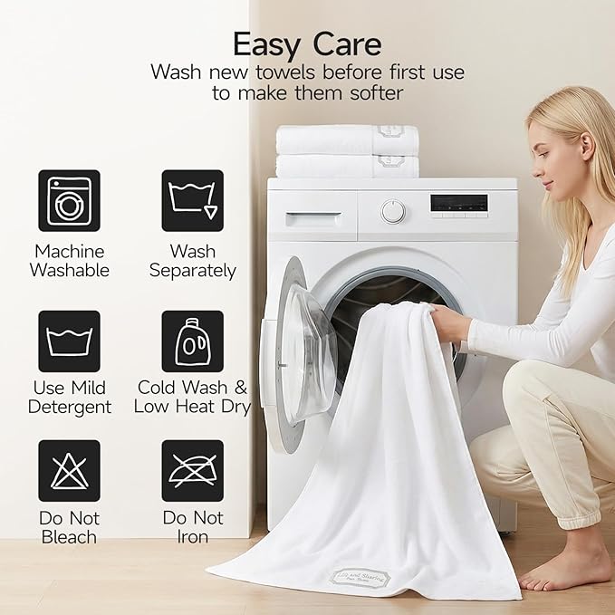REDKISS 35"x70" Luxury Bath Sheets Towels Set of 2, 100% Cotton & 700 GSM,Ultra Soft & Highly Absorbent Bath Towels Set,Perfect for Bathroom,Spa and Hotel-White