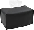 Livelab Tissue Box Cover, Modern Decorative PU Leather Rectangular Tissue Box Case Organizer Holder for Vanity Countertop, Night Stands, Livingroom, Office Desk & Car 9.5X5X5'' | Black