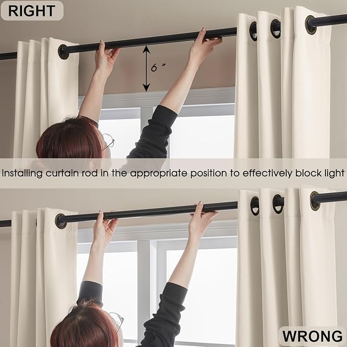 Rutterllow 100% Blackout Curtains, 80 Inches Long Full Blackout Drapes for Bedroom/Kids Room, Thermal Insulated Living Room Window Treatment Drapes (Set of 2 Panels, Brige, 52 x 80 inch)