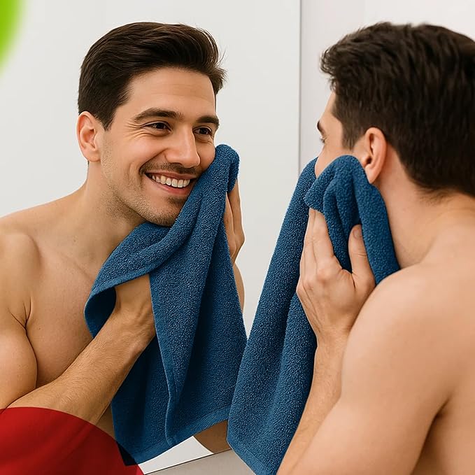RIVERSIDE 6 Pack Premium Hand Towels Set, 16x28 inches, 100% Ring Spun Cotton, 600 GSM, Soft, Quick Dry and Highly Absorbent, Towels for Bathroom, Kitchen, Gym, Spa - Blue Opal