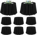 sancua 120 Inch Round Tablecloth Black, 8 Pack - Circle Polyester Fabric Table Cloth for Wedding Party Reception Banquet Birthday, Washable Formal Table Cover (Fit 48-96 Inch Tables)