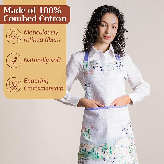 Maison d' Hermine 100% Cotton Apron for women with Pocket Kitchen Chef Apron for Men Cooking Gardening Server Waitress