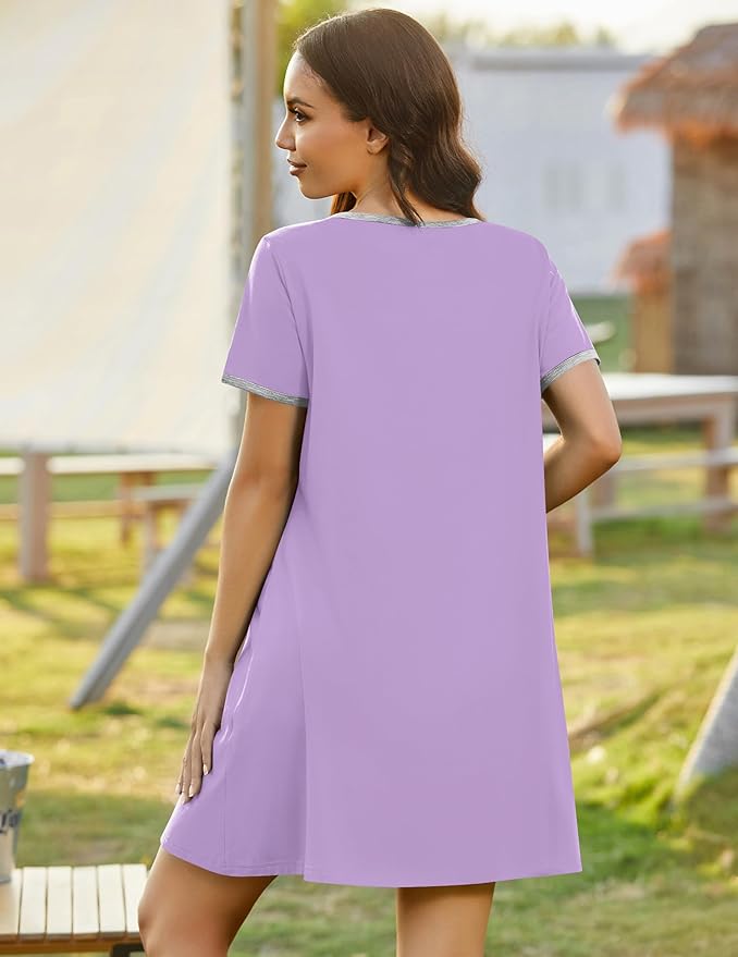 Ekouaer Zip Up Robes for Women Short Sleeves Zipper House Coat Short Bathrobes Lightweight Nightgown with Pockets S-3XL