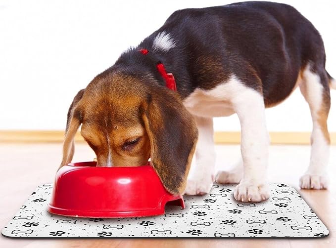 Dog Food Mats,Cat Absorbent Water Bowl Feeding Mats Pet Placemats for Food and Water Spot 16 * 24 inch