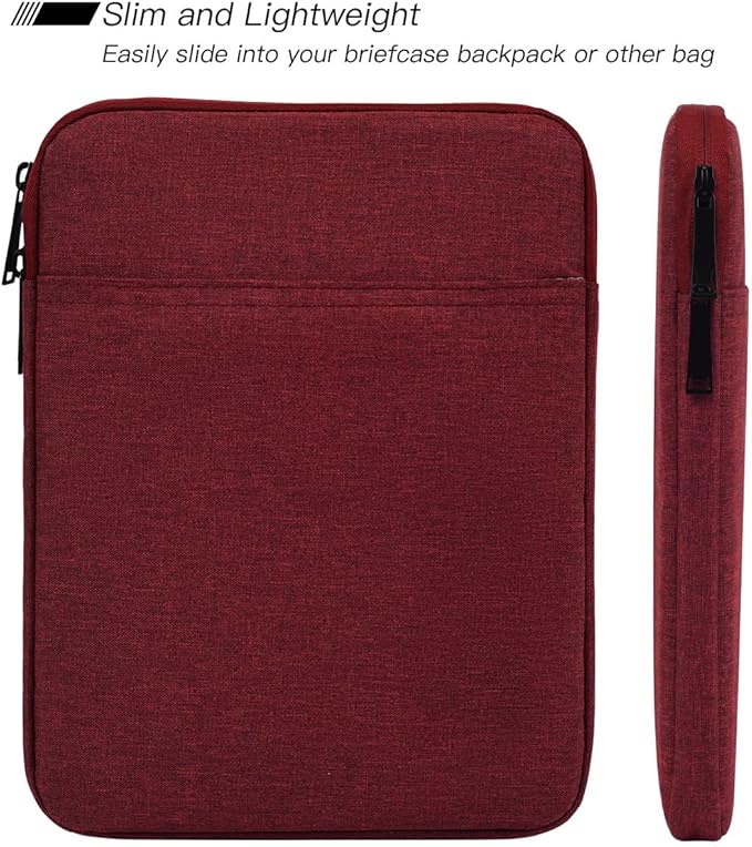 Tablet Sleeve Bag for 2025 11 inch iPad A16, 11 inch iPad Air M3/ 10.9 inch iPad 10th/ Pro 11 M4, Galaxy Tab A8 10.5" Case Pouch, Fit Apple Smart Keyboard, Wine Red