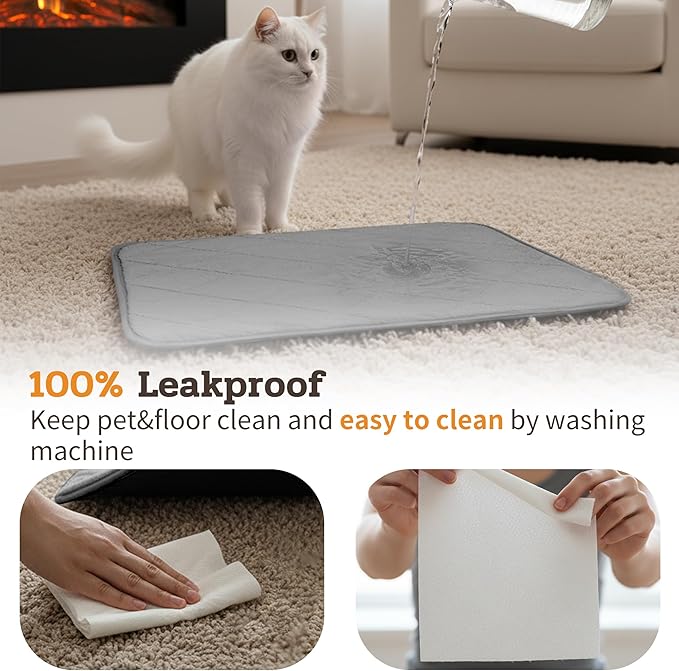 NWK Fluffy Self Warming Cat Mat, Cat Blanket, Thermal Dog Mat, Washable, Non-Slip Bottom for Sofa & Crate & Kennel & Car Seat (Misty Gray, X-Large (45'' X 28'' X 0.4''))