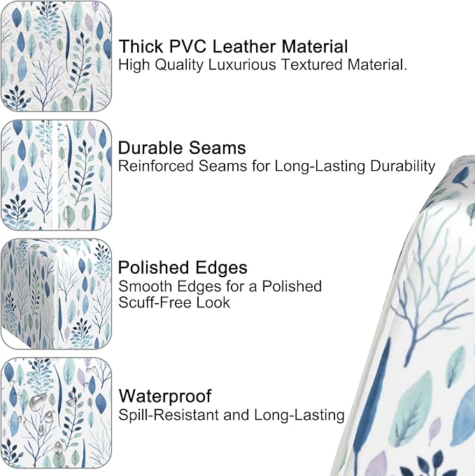 Watercolor Floral Flower Tissue Box Cover Square,Tissue Box Holder with Belt Bottom,Stylish Leather Napkin Holder for Vanity Countertop,Nightstands,Office Desk,5.2"×5.2"×5.2"