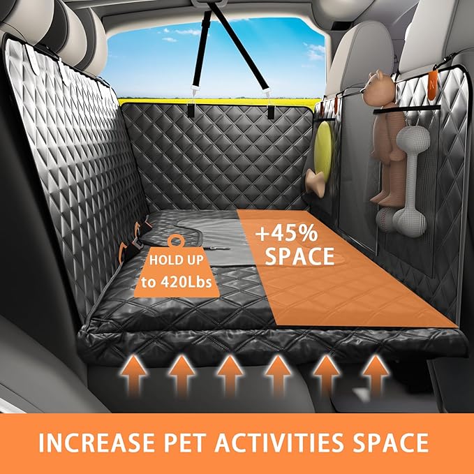Sixheels Car Back Seat Pet Cover for Dogs Back Seats Protector, Soft Inflatable Cushion Backseat Extender Comfortable Dog Hammock, Waterproof Dog Bed Rear Travel Accessories for Car,SUV,Truck