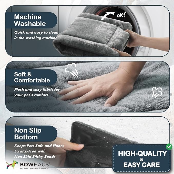 BOWHAUS Machine-Washable Dog Bed Pad & Tray for 30-Inch Kennel, Non-Slip Flat Cozy Sleeping Mat & Easy-Clean Plastic Replacement Crate Pan, Comfortable & Durable for Dogs, Rabbits, Cats, Various Pets
