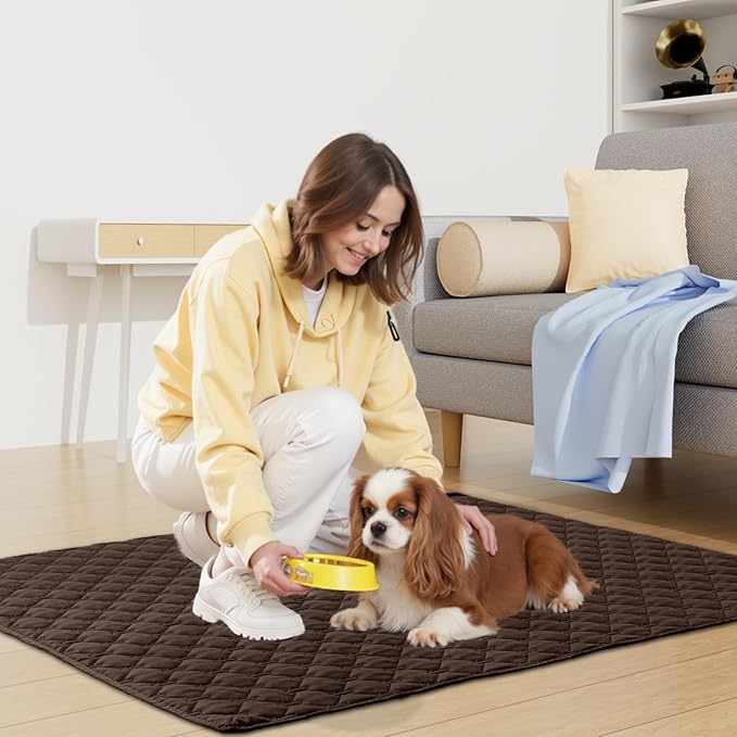 Smiry Waterproof Dog Bed Cover Blanket, Soft Reversible Pet Blanket, Washable Leakproof Cats Dogs Couch Cover for Sofa, Couch, Furniture, Plaid (40x50 Inch, Chocolate/Dark Grey)