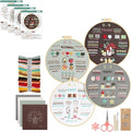 PALUPJEF Embroidery kit for beginnerand Needlework Kit for Adults, 4 Hoop Set to Learn 38 Stitches with Pre-Stamped Patterns, Complete Starter Kit with Instructions, DIY Gift for Women