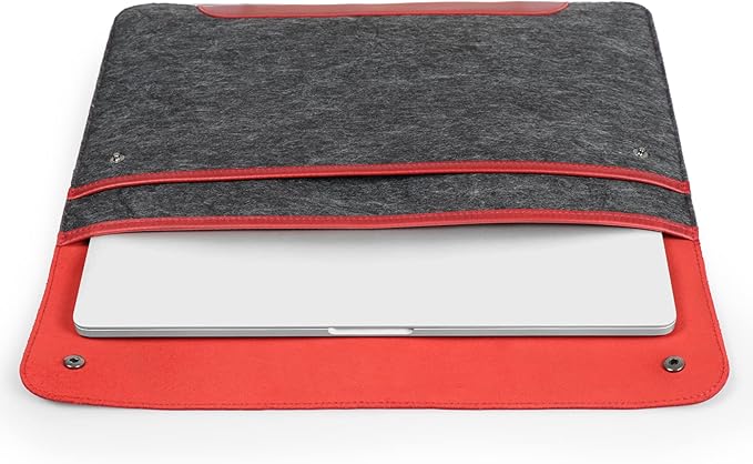 MegaGear Genuine Leather and Fleece MacBook Bag Laptop Sleeve for MacBook Pro and MacBook Air Case 14 Inch - 13 Inch (M4, M3, M2, M2, M1, Pro, Max) 13.3 Inch, iPad Pro 12.9 Inch - 2020 to 2024 Models