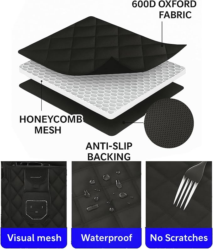 fidozen Dog Car Seat Cover, Universal Fit, Waterproof, Breathable, Machine Washable, Pet Hammock with Storage Pocket, Black (Black, Standard（Hard Extender）)