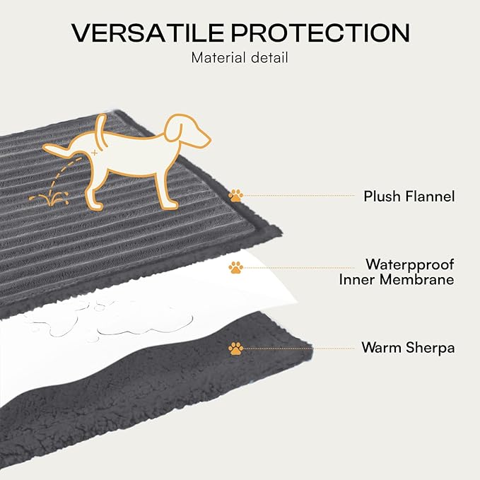 Luciphia Waterproof Dog Blanket for Small Puppy Ultra-Soft Calming Cut Pile Flannel Throw Durable & Warm Furniture Protection for Couch Car Pet Cat Blanket Machine Washable Stone Gray,S(40''x28'')