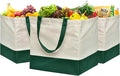 CNaiyunpin 3 Pcs Reusable Grocery Bags - Heavy Duty Canvas Bag, 8.3 gal Foldable Large Canvas Tote Bag with Handles, Holds 60 lbs Tote Shopping Bags,100% Cotton（Retro Green）
