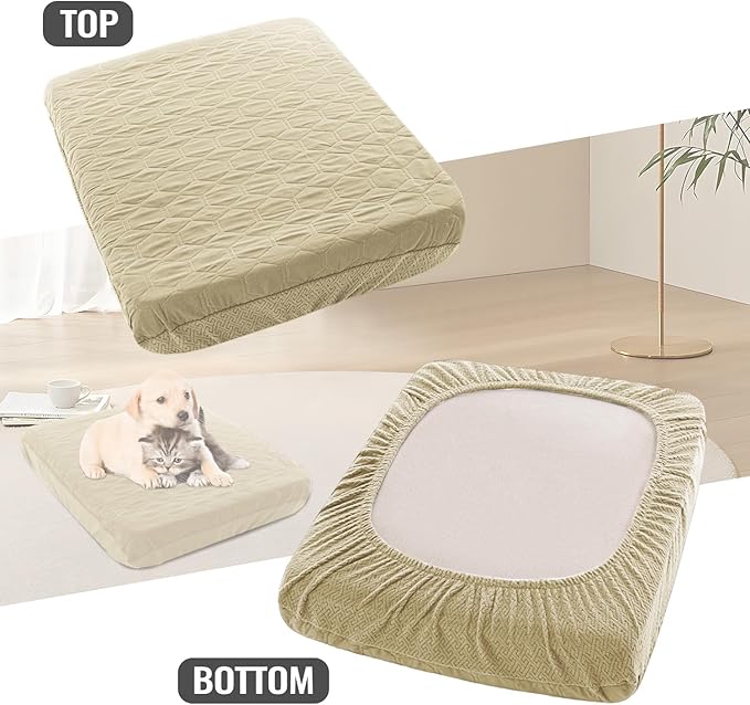Nanbowang Waterproof Dog Bed, Washable Pet Pillow Cover, Quilted, Lovely Puppy Bed for Dog/Cat (32x44x6, Beige)