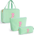 Fystdtote Monogram Cute Initial Toiletry Makeup Bag - Personalized Cosmetic Toiletry Pouch Make Up Case for Women,Her Friend,Sister,Teacher,Birthday Gifts - Green P