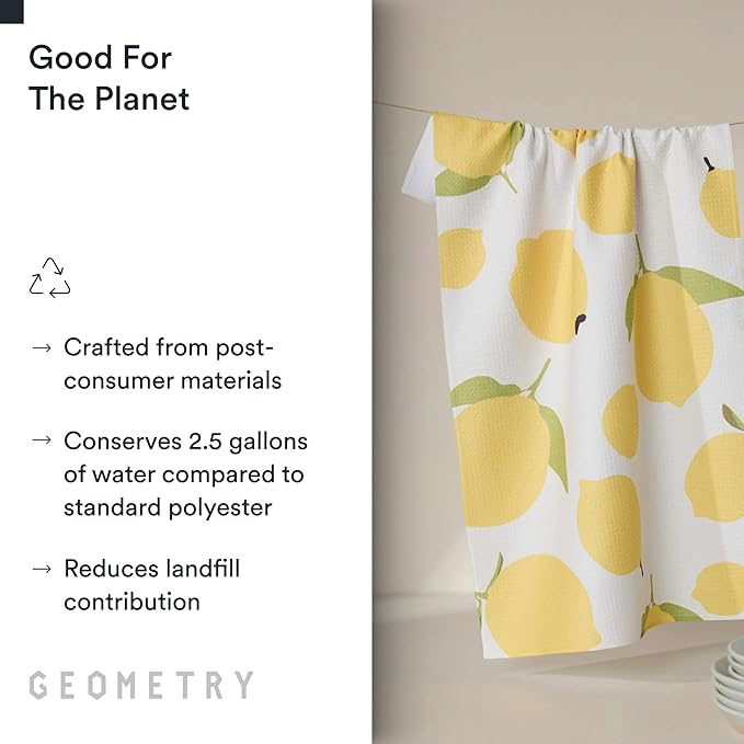 GEOMETRY Kitchen Tea Towels - Quick Dry Microfiber Dish Towels for Kitchen Sunny Lemons, 18" x 30" 1 Pack