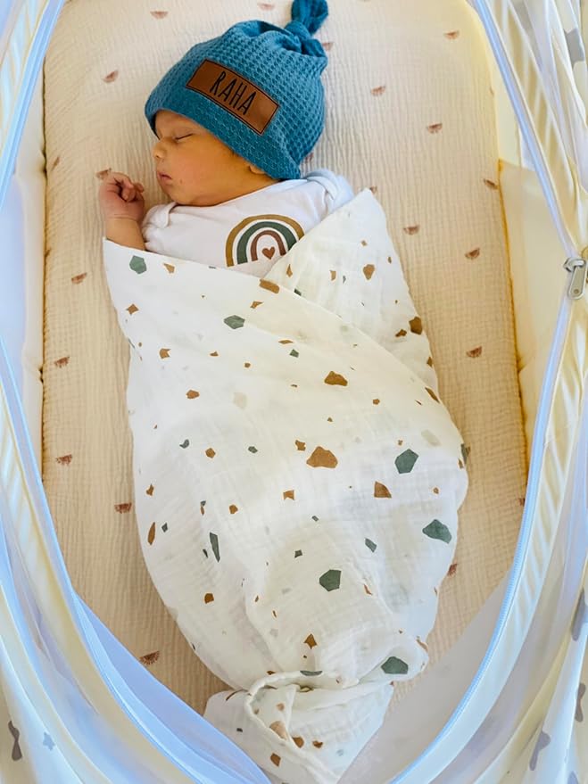 Leyl&Ari Muslin Swaddle Baby Blanket | 100% Organic Cotton Recieving Wrap (47"X47", Sage Set)