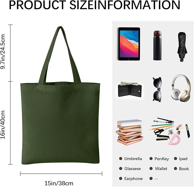 OKBA 10-Pack Blank Reusable Grocery Shopping Cloth Bags canvas tote bags Bulk DIY custom
