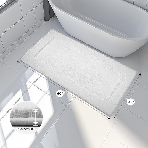 anllugs Bathroom Rugs 30" x 60", Non-Slip Extra Soft Absorbent Bath Rugs, Machine Washable Quick Dry Bath Mats for Bathroom Floor, Shower, Bathtub and Sink, White